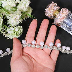 1 ярд латунной цепочки со стразами и искусственным жемчугом&nbsp;OCOR-GL0001-08A