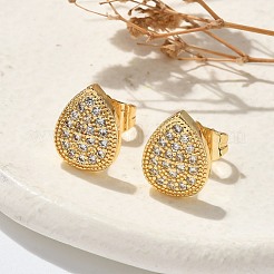 Серьги-гвоздики из циркония&nbsp;EJEW-D305-06G