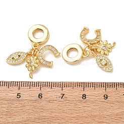 Реечное покрытие латунь микро паве кубический цирконий европейские подвески с подвесками&nbsp;KK-P270-02E-G-1