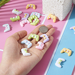 24 шт. 6 цвета непрозрачные подвески из смолы&nbsp;RESI-TA0003-34