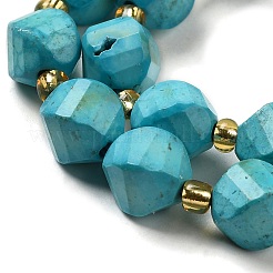 染色された天然のハウライトビーズ連売り  シードビーズで  ファセットツイスト  ダークシアン  8x8.5x7mm  穴：1mm  約39個/連  15.51インチ（39.4cm）&nbsp;G-G023-B01-02C