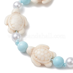 Verstellbare Armbänder aus geflochtenen Perlen aus synthetischem Türkis und natürlichem Howlith für Damen&nbsp;BJEW-JB13654