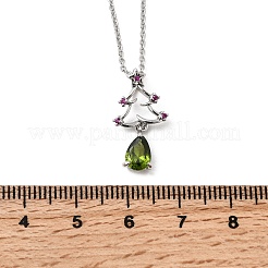 Подвески с микропаве из кубических цирконий в форме рождественской елки из латуни NJEW-L468-01P-B02