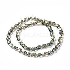 透明電気メッキガラスビーズ連売り  虹メッキ  ティアドロップ  アクアマリン  11x9x6.6mm  穴：1.1mm  約55個/連  24.25インチ（61.6cm）&nbsp;GLAA-C025-02H