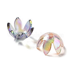 UVメッキ透明アクリルビーズキャップ  虹色の  花  ミックスカラー  18x10mm  穴：3mm&nbsp;MACR-K356-15I