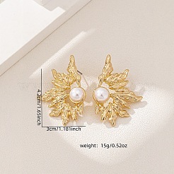 Серьги-гвоздики из сплава и искусственного жемчуга&nbsp;FS-WG8A1F6-01