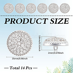 14 шт. пуговицы из сплава с двумя отверстиями и стеклянной ножкой BUTT-MA0001-16C-S