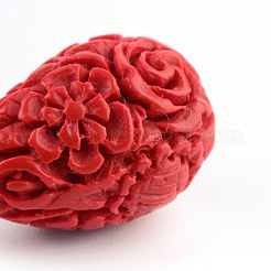 Резной цветок киноварь бусы CARL-Q004-53