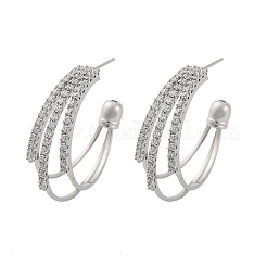 Серьги-гвоздики из латуни с тройной буквой С и микропаве из прозрачных кубических цирконий EJEW-R025-29P