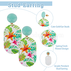 4 пара 4-х стилевых сережек-гвоздиков с цветочной эмалью EJEW-FI0002-31