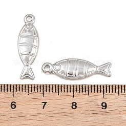 304ステンレススチールペンダントカボションセッティング  魚のチャーム  ステンレス鋼色  23.5x7.5x2.5mm  穴：1.7mm  トレイのサイズ：10mm&nbsp;SA-CBA3ECF-10P