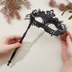 Маскарадные маски из пластика со стразами и литой палочкой-держателем&nbsp;AJEW-WH0270-891A