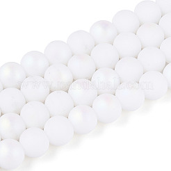 Brins de perles de verre opaques givrées&nbsp;LS-GLAA-T032-P8mm-MBB02