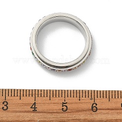 Anillos de dedo giratorios con rhinestone de acero inoxidable 304&nbsp;RB-CBACDE8-02P