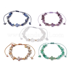 5 шт. браслеты с натуральными драгоценными камнями и переплетением для женщин и мужчин BJEW-JB11384