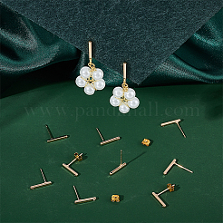 20 шт. прямоугольная латунная фурнитура для сережек-гвоздиков&nbsp;KK-UN0002-25