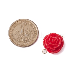 Undurchsichtige Harz rote Rose Blume Verbinder Verbinder Charms&nbsp;PALLOY-JF02750-01