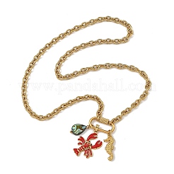 Colliers pour femmes avec pendentifs homard rouge en laiton émaillé&nbsp;NJEW-JN06483-02