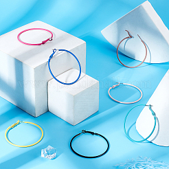 7 пара больших серег-колец Huggie Hoop из нержавеющей стали 201 двух цветов&nbsp;EJEW-DC0001-09