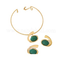 Овальные ожерелья с подвесками из сплава и акрила и комплекты серег-гвоздиков&nbsp;FS-WG74623-01