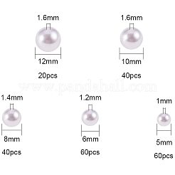 ABSプラスチックパール調ビーズ  片穴ビーズ  ラウンド  ホワイト  13.5x7x3cm  5~12mm  半分穴：1~1.6mm  220個/セット&nbsp;OACR-PH0001-15