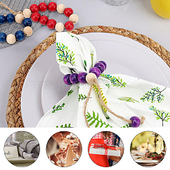 1 набор колец для салфеток из натурального дерева с бусинами AJEW-BC0004-38