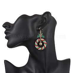 Рождественский венок из стеклянных бусинок&nbsp;EJEW-TA00685