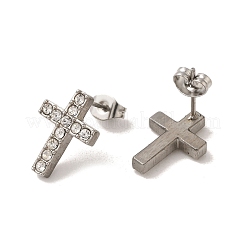304 Edelstahl Kreuz Ohrstecker&nbsp;EJEW-C099-10P