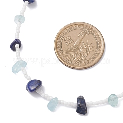 Halsketten aus natürlichem Lapislazuli und Aquamarin mit Splittern und Glassaat für Damen&nbsp;NJEW-JN05603-02
