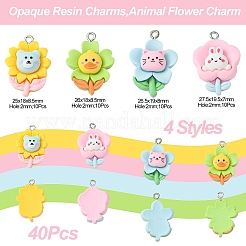 40шт 4 стиля непрозрачные подвески из смолы&nbsp;RESI-CJ0002-85