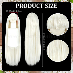ファイバーウィッグキャップ  人形の髪  ホワイト  370~390mm&nbsp;AJEW-WH0696-224C