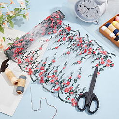 2 ярд полиэстеровой кружевной отделки с цветочной вышивкой&nbsp;DIY-BC0013-21C