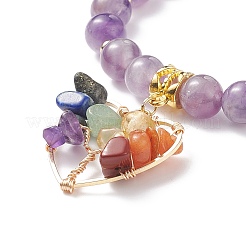 Pulsera elástica de amatista natural&nbsp;BJEW-JB08747-01