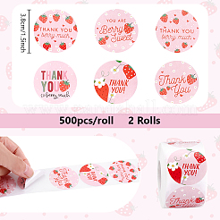 Плоские круглые с наклейками в форме клубники рулон&nbsp;STIC-WH0012-14B