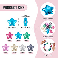 56 шт. 7-цветные непрозрачные акриловые бусины с УФ-покрытием&nbsp;PACR-TA0001-25