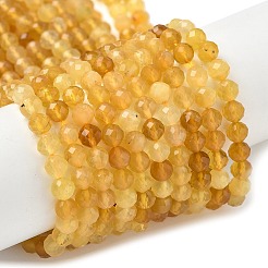 天然石イエローオパールビーズ連売り  多面カット  ラウンド  4mm  穴：0.7mm  約98個/連  15.51''（39.4センチメートル）&nbsp;LS-G-D306-A05-4mm