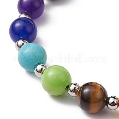 Braccialetto da donna con perline intrecciate a croce in pietre miste naturali e sintetiche&nbsp;BJEW-JB09647