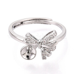 Закрепка колец для чашек с бантом из латуни с микропаве из кубического циркония KK-N274-25P