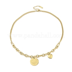 304 нержавеющая сталь слово фантастический Нью-Йорк 520 плоские круглые подвески ожерелья&nbsp;NJEW-N055-18G