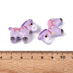 印刷された不透明なアクリルビーズ  馬  ライラック  26.5x29x11.5~12mm  穴：2.8mm&nbsp;OACR-N162-12C