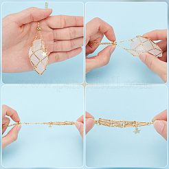 9 шт. 9 стиля звезда латунный пустой макраме мешочек подвеска ожерелье NJEW-WR00003