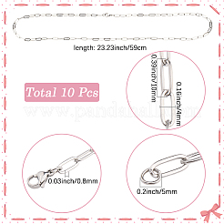 10 шт. 304 нержавеющая сталь цепочка-скрепка ожерелье для женщин&nbsp;NJEW-SC0001-41