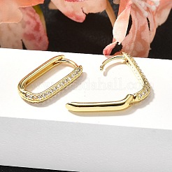 Овальные серьги-гвоздики из латуни с микропаве из прозрачных кубических цирконий&nbsp;EJEW-C126-11G