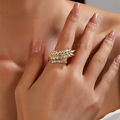 Регулируемые манжеты-кольца из латуни с микропаве из кубического циркония для женщин RJEW-B127-01G