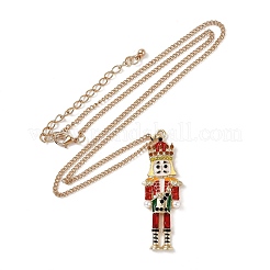 Halsketten mit Weihnachts-Nussknacker-Anhänger aus Emaille&nbsp;NJEW-L048-01G-01