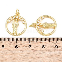 Ciondoli religiosi in ottone micro pavé con zirconi cubici trasparenti&nbsp;CU-CBA9482-01G-12