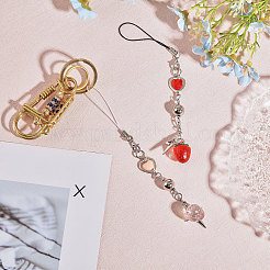 2 шт. 2-х цветные ремешки для мобильного телефона в стиле лэмпворк ручной работы с клубникой HJEW-GL0001-13