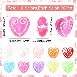 200 шт. 10 цвета прозрачные бусины из смолы&nbsp;RESI-SC0006-49