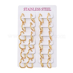 Серьги-кольца в форме сердца из нержавеющей стали 201 с вакуумным покрытием PVD EJEW-Q002-03G