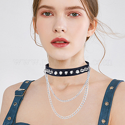 1 шт. колье-чокер из искусственной кожи с шипами и заклепками в готическом стиле&nbsp;NJEW-CL0001-12